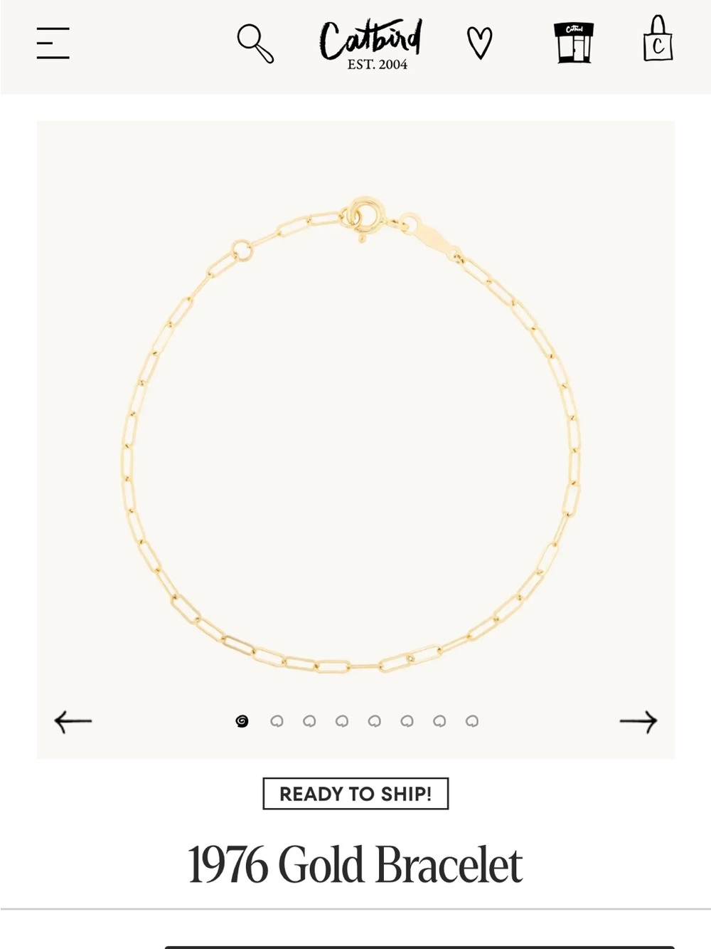 Catbird Gold Paperclip Chain Bracelet
